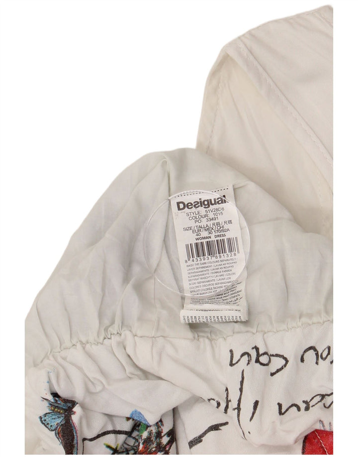 DESIGUAL Grafisches ärmelloses Blasenkleid für Damen EU 40 Mittelweiß geblümt