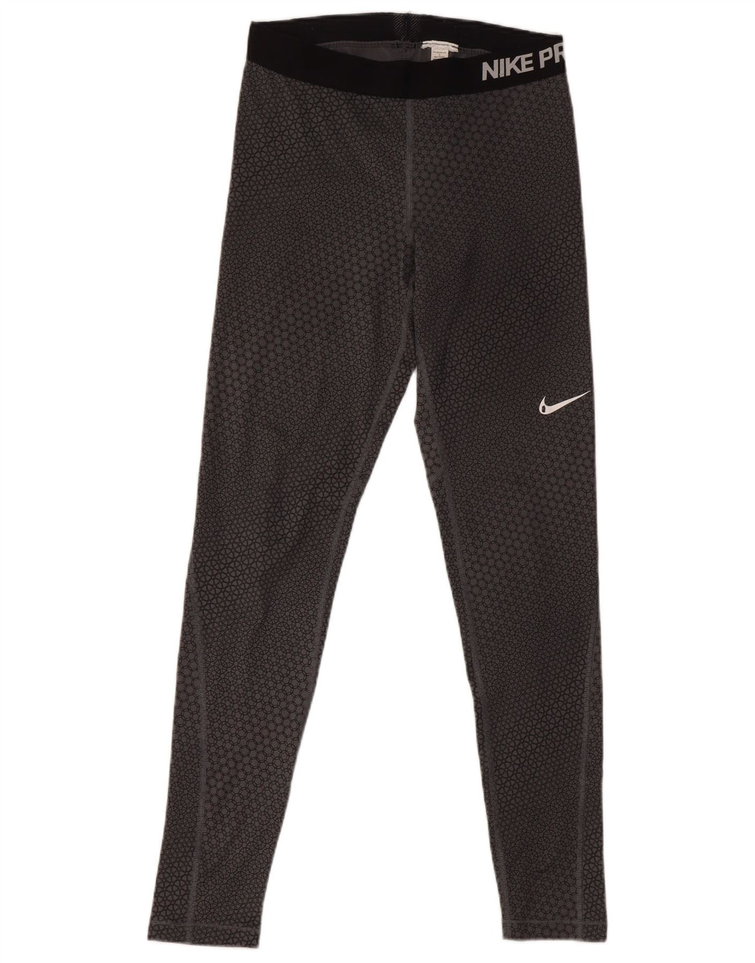 NIKE Damen Grafik-Leggings UK 12 Mittelgrau Geometrisch