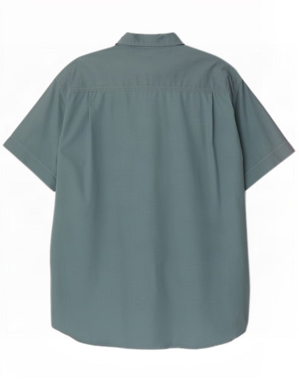 C&A Mens Short Sleeve Shirt Size 41/42 Large Green Cotton