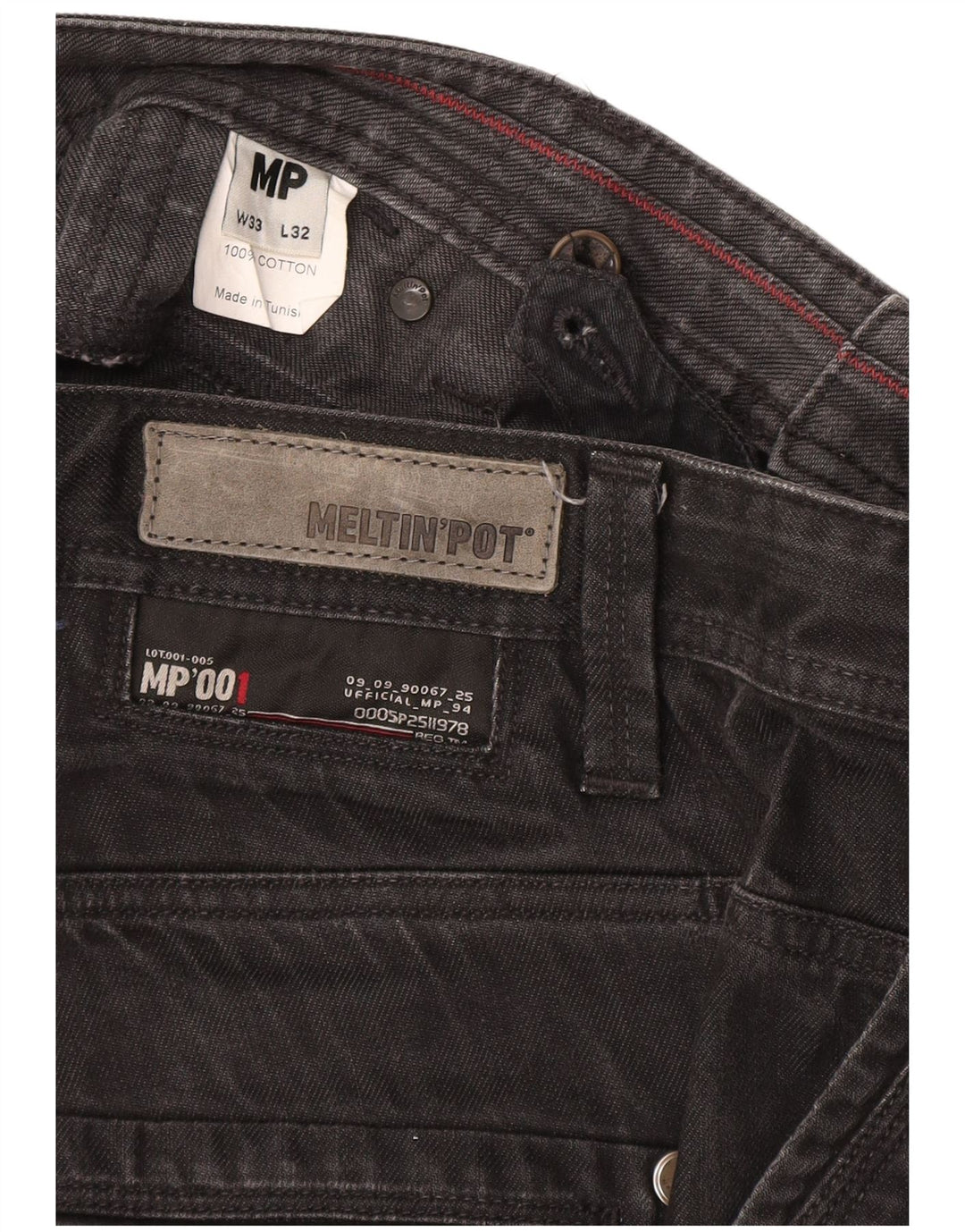 Meltin' Pot Herren Straight Jeans W33 L32 Schwarze Baumwolle