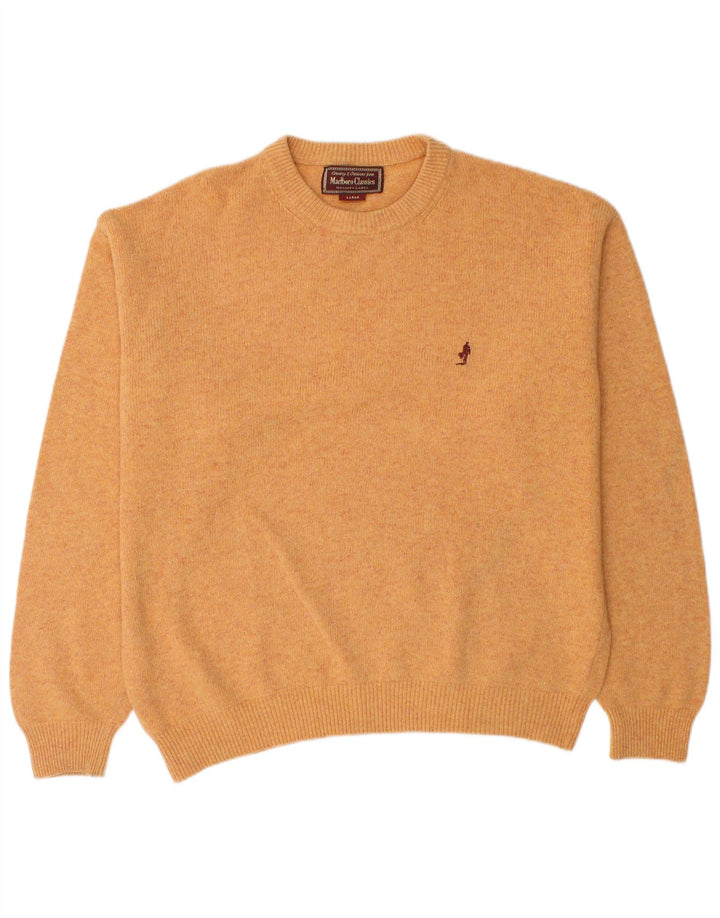Marlboro Classics Herren-Pullover mit Rundhalsausschnitt, groß, orangefarbene Wolle
