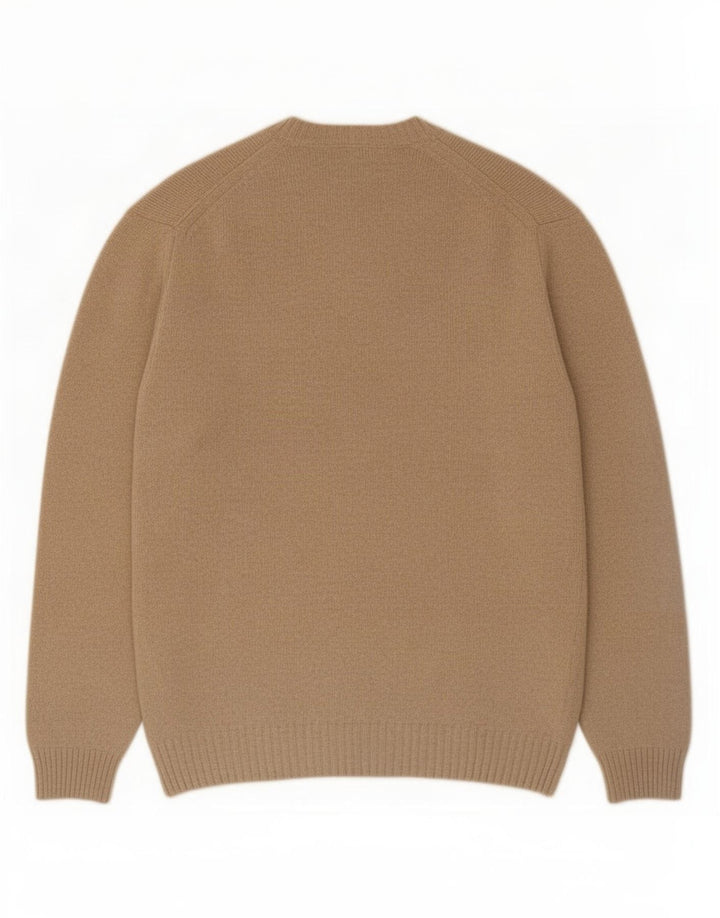 Zara Herren-Pullover mit Rundhalsausschnitt, XL, beige Wolle