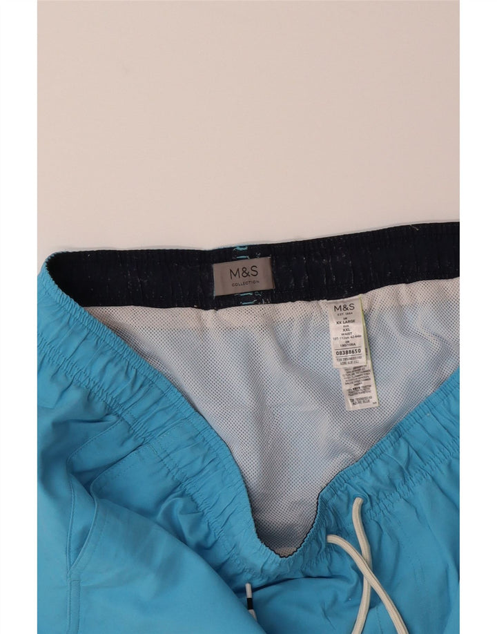 MARKS & SPENCER Mens Swimming Shorts 2XL Blue Polyester