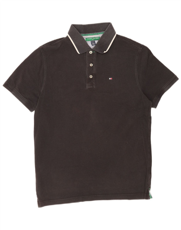 Tommy Hilfiger Herren-Poloshirt, mittelschwarz, gestreift, Baumwolle