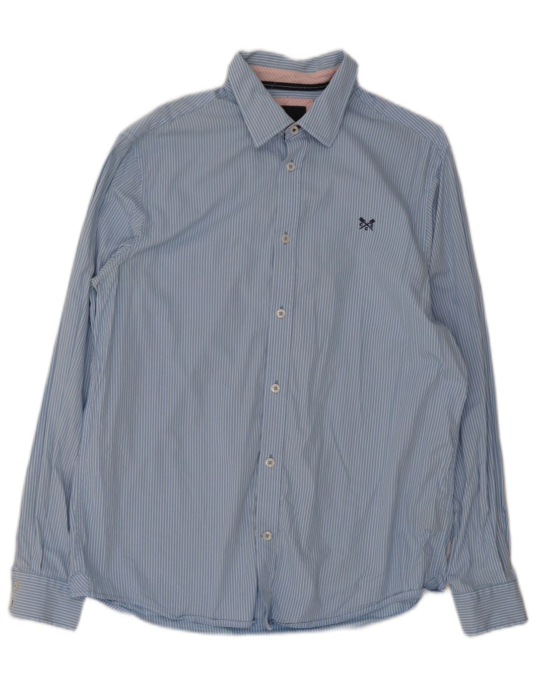 Crew Clothing Herren-Hemd mit klassischer Passform, mittelblau, gestreift, Baumwolle