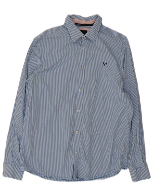 Crew Clothing Herren-Hemd mit klassischer Passform, mittelblau, gestreift, Baumwolle