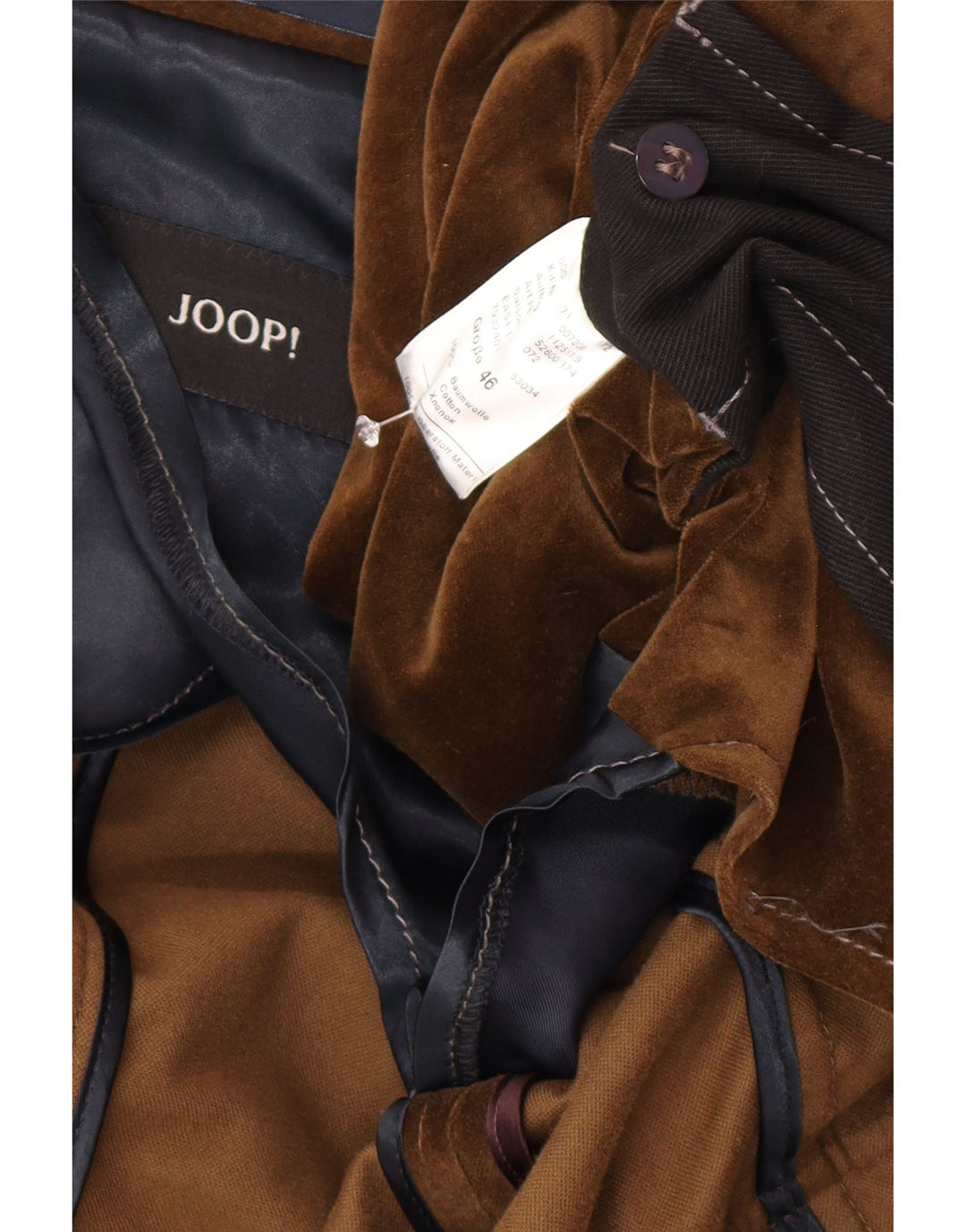 Joop Herren-Blazer aus Samt mit 2 Knöpfen, IT 46, klein, braune Baumwolle