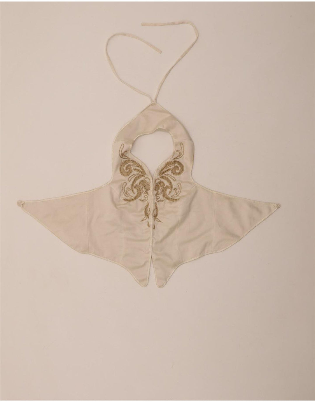 VINTAGE Crop Neckholder-Top mit abstraktem Muster für Damen, UK 12, Mittelweiß