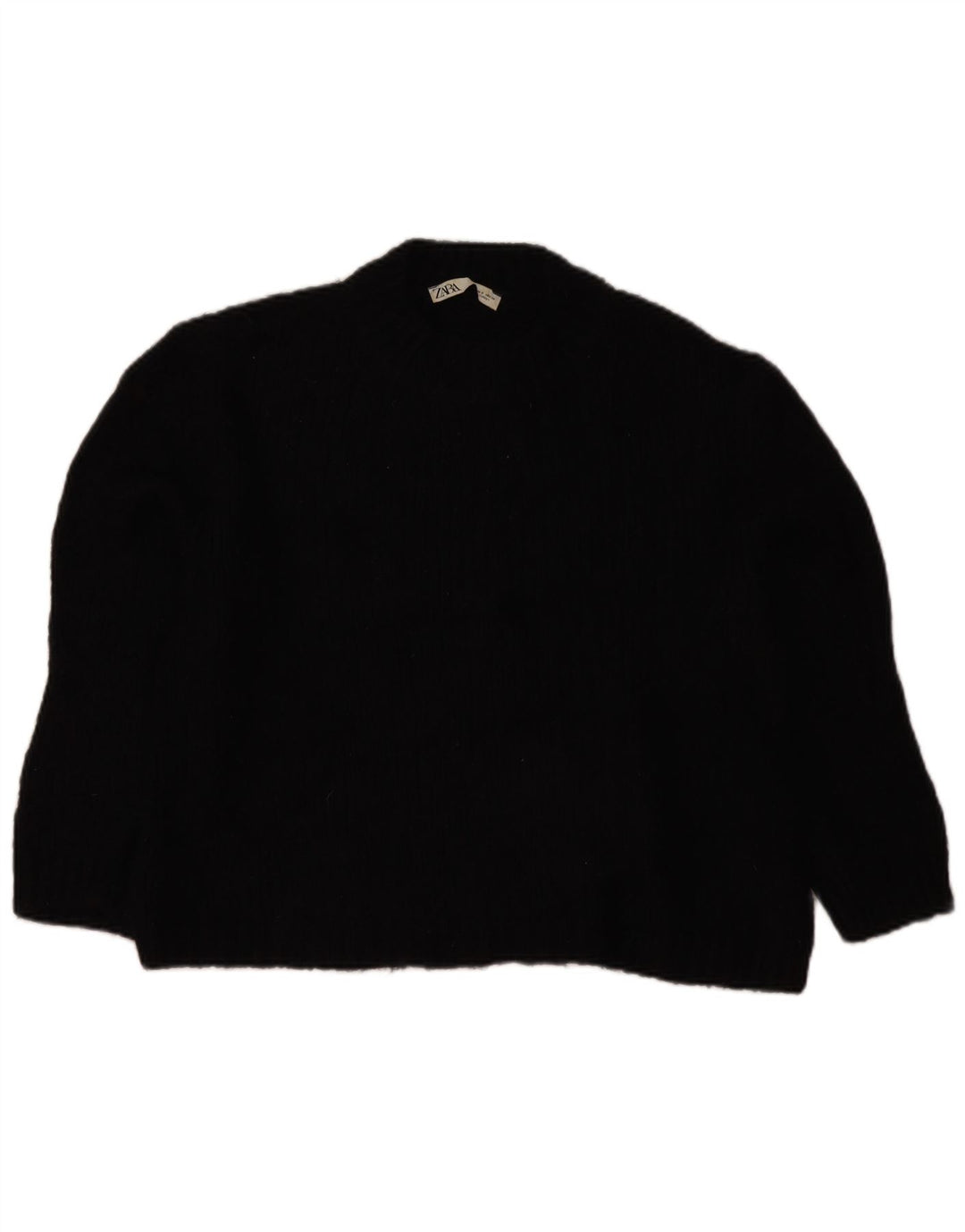 Zara Damen-Pullover, übergroß, Rundhalsausschnitt, Gr. 10, Größe S, Schwarz, Acryl