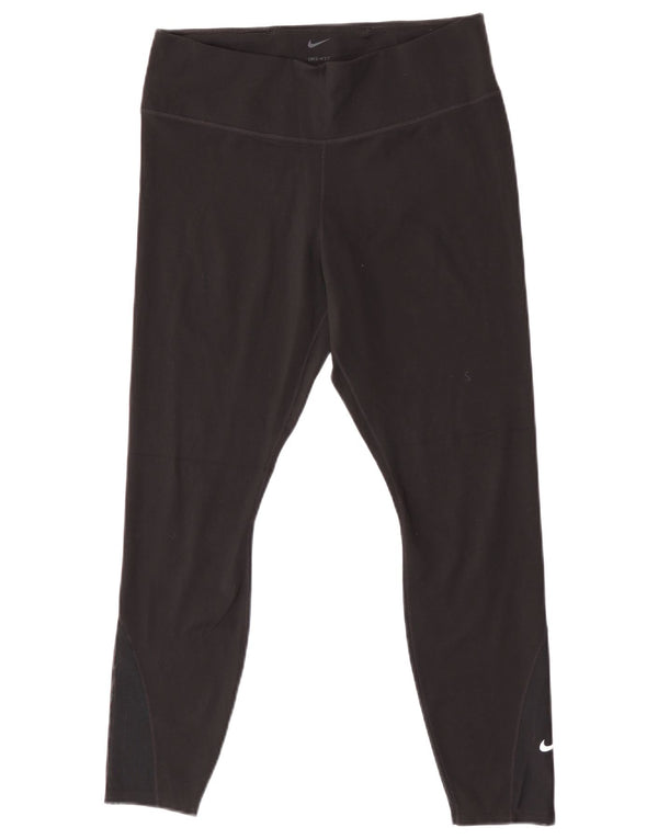 Nike Damen Dri Fit Crop Leggings UK 14 Large Schwarz
