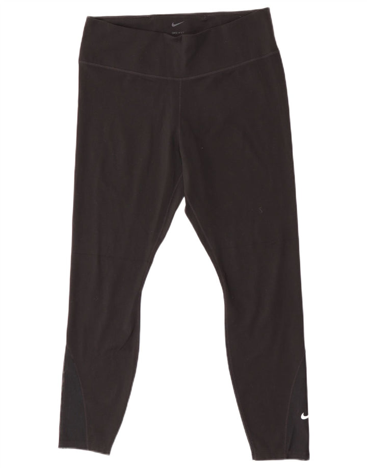 Nike Damen Dri Fit Crop Leggings UK 14 Large Schwarz
