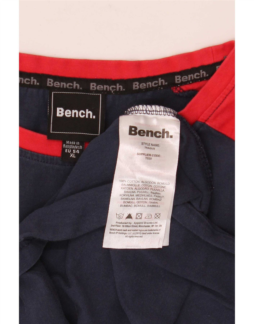 Bench Herren-Oberteil mit Grafik, langärmlig, XL, Marineblau, Colourblock-Baumwolle