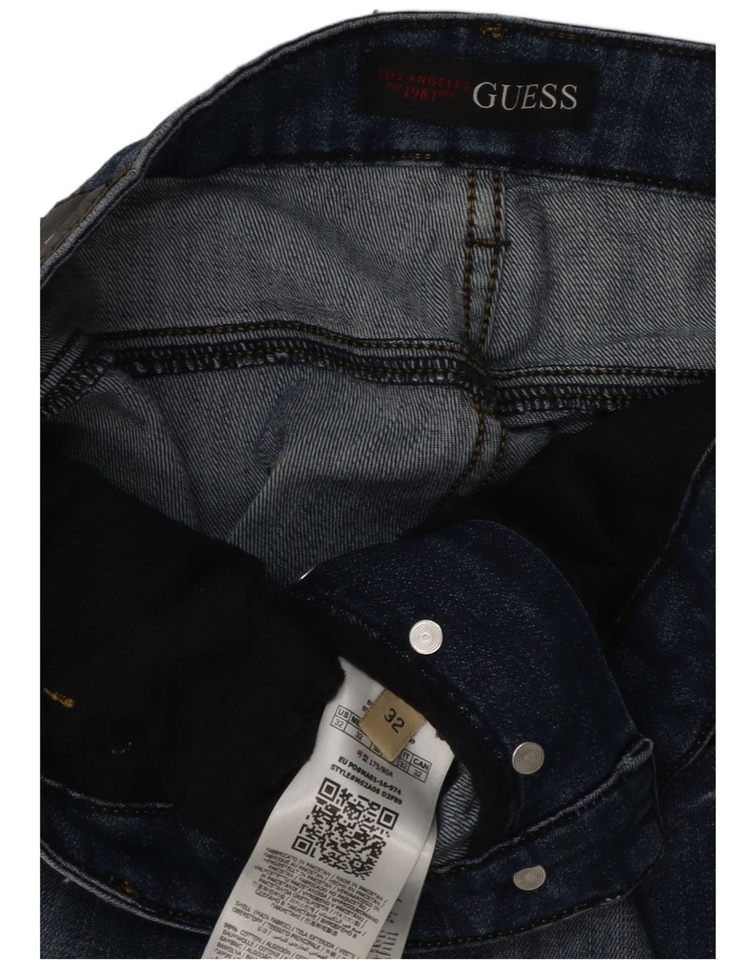 Guess Herren Slim Jeans W32 L32 Blaue Baumwolle