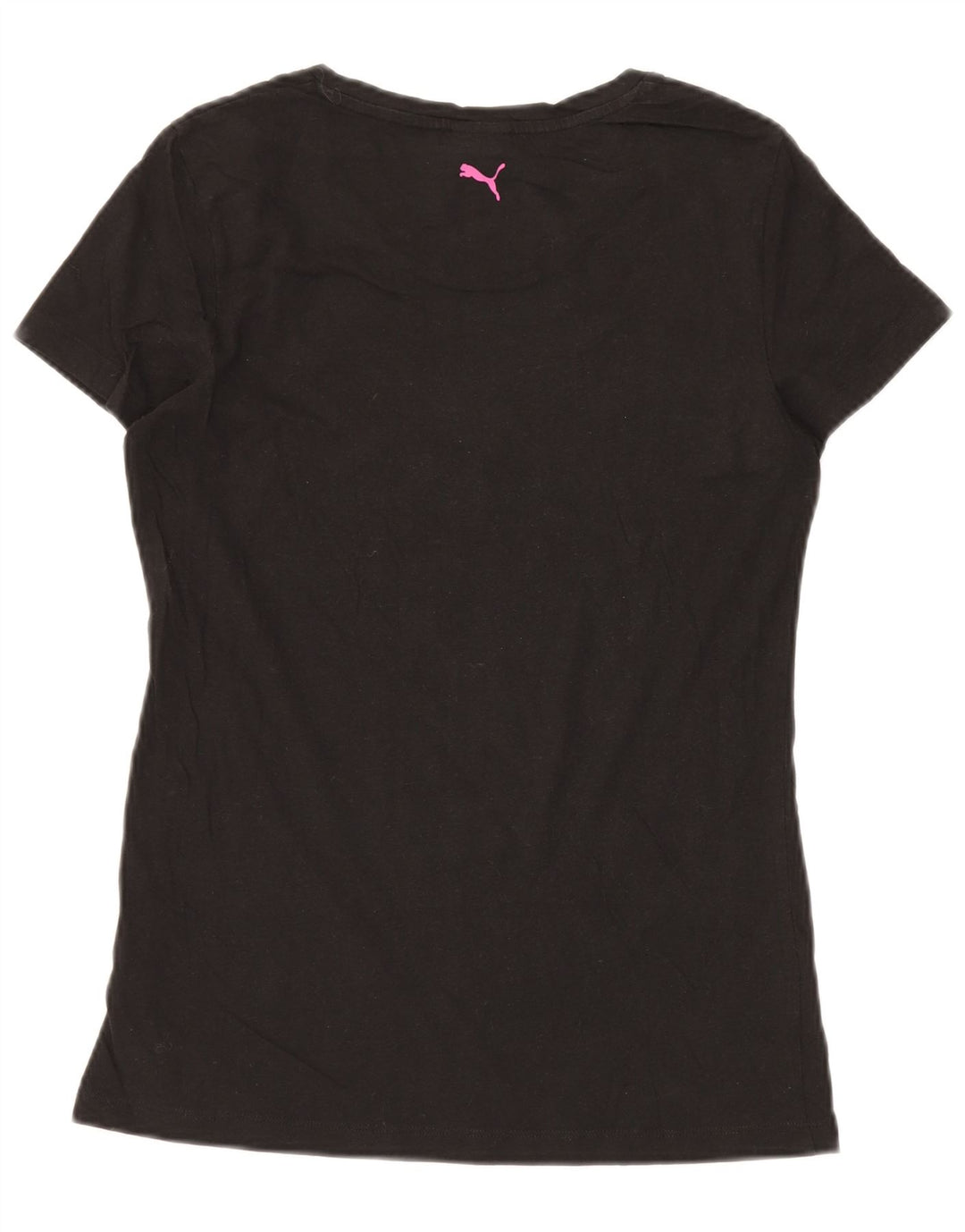 PUMA Damen Graphic T-Shirt Top UK 14 Medium Schwarz Baumwolle