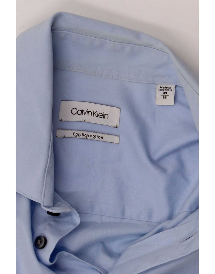 Calvin Klein Herrenhemd Größe 39 Mittelblaue Baumwolle