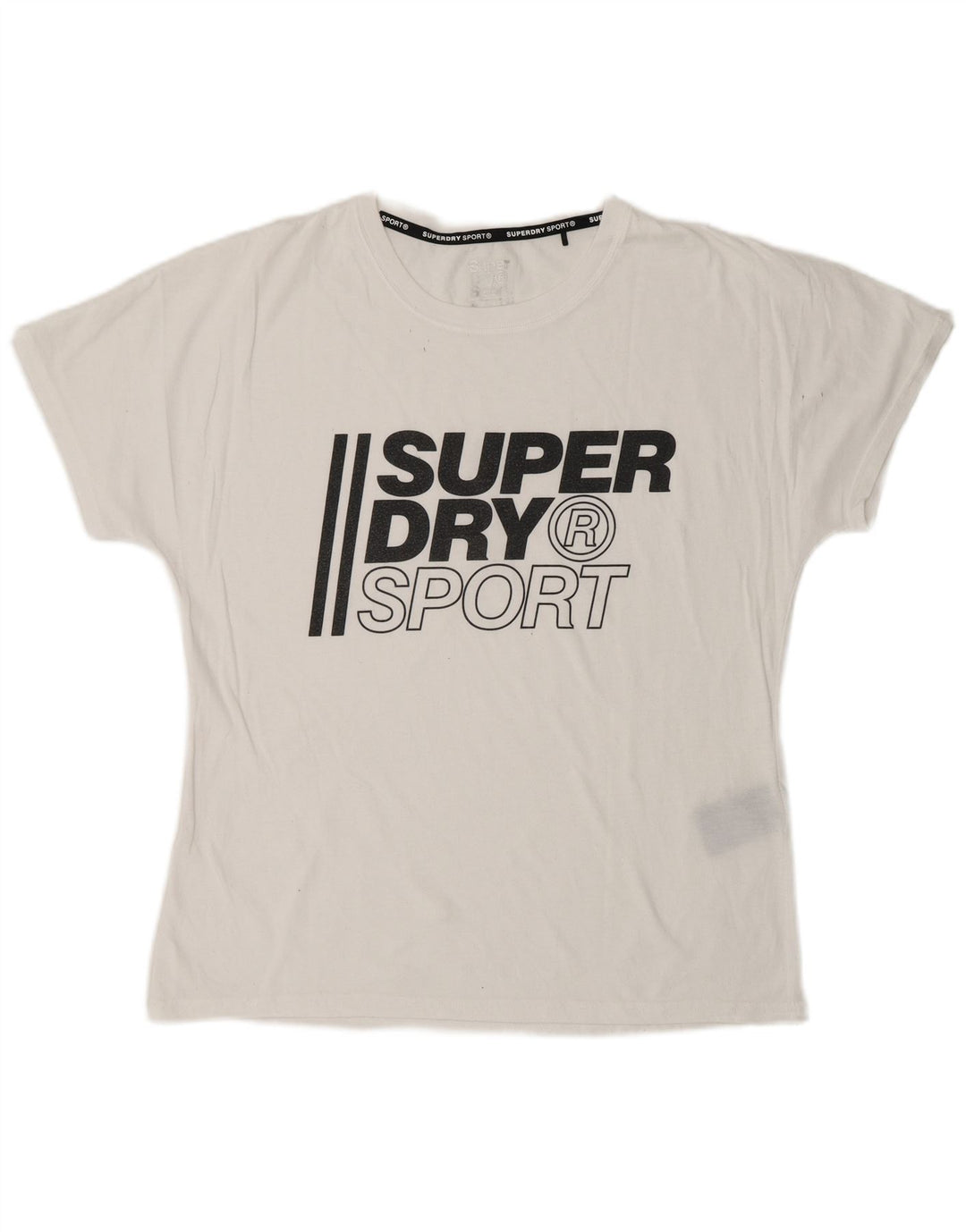 SUPERDRY Damen Grafik-T-Shirt-Oberteil UK 12 Mittelweißes Polyester