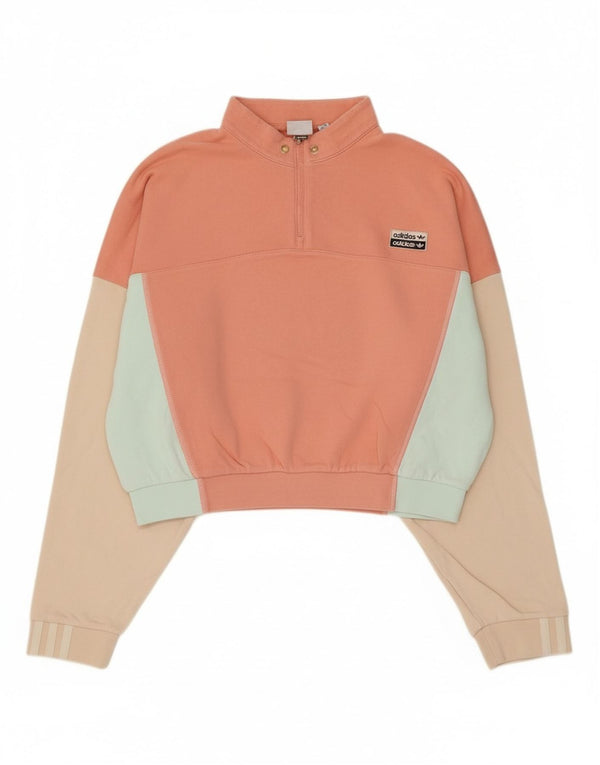 Adidas Womens Oversized Crop Sweatshirt Jumper UK 14 Medium Pink