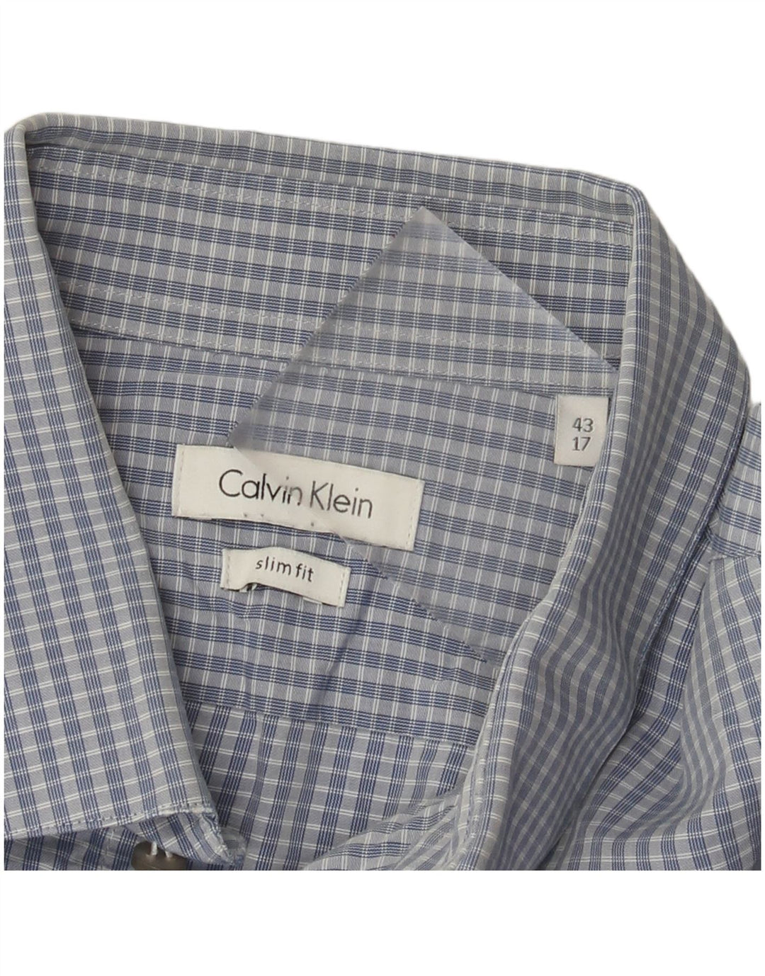 Calvin Klein Herren Slim Fit Hemd Größe 43 17 XL Blau kariert