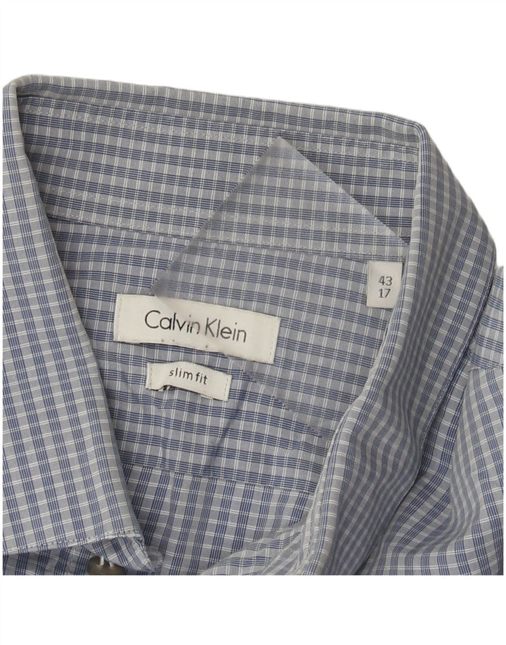 Calvin Klein Herren Slim Fit Hemd Größe 43 17 XL Blau kariert