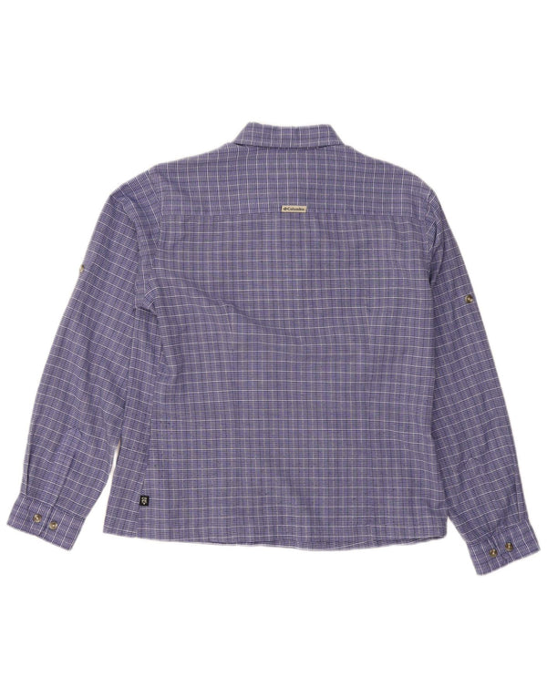 Columbia Damen-Hemd UK 14 Mittelblau kariertes Polyester