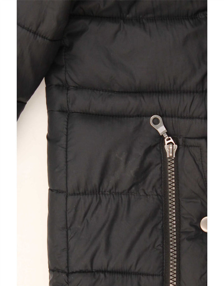 Marks & Spencer Wattierte Damenjacke mit Kapuze, UK 16, Größe L, Schwarz, Polyester