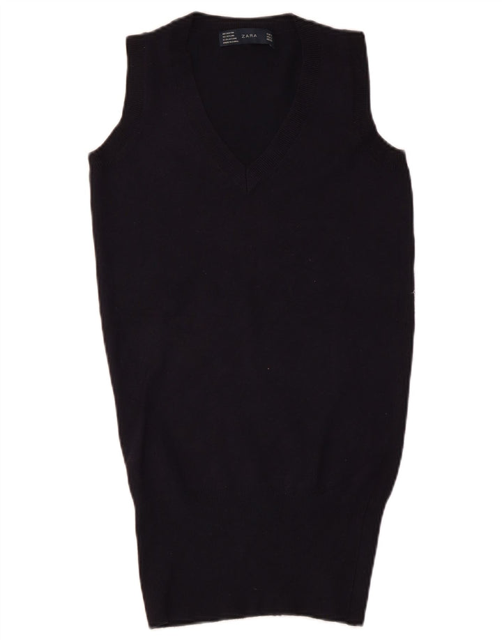 Zara Damen Weste Tank Top UK 8 Small Marineblau Rayon