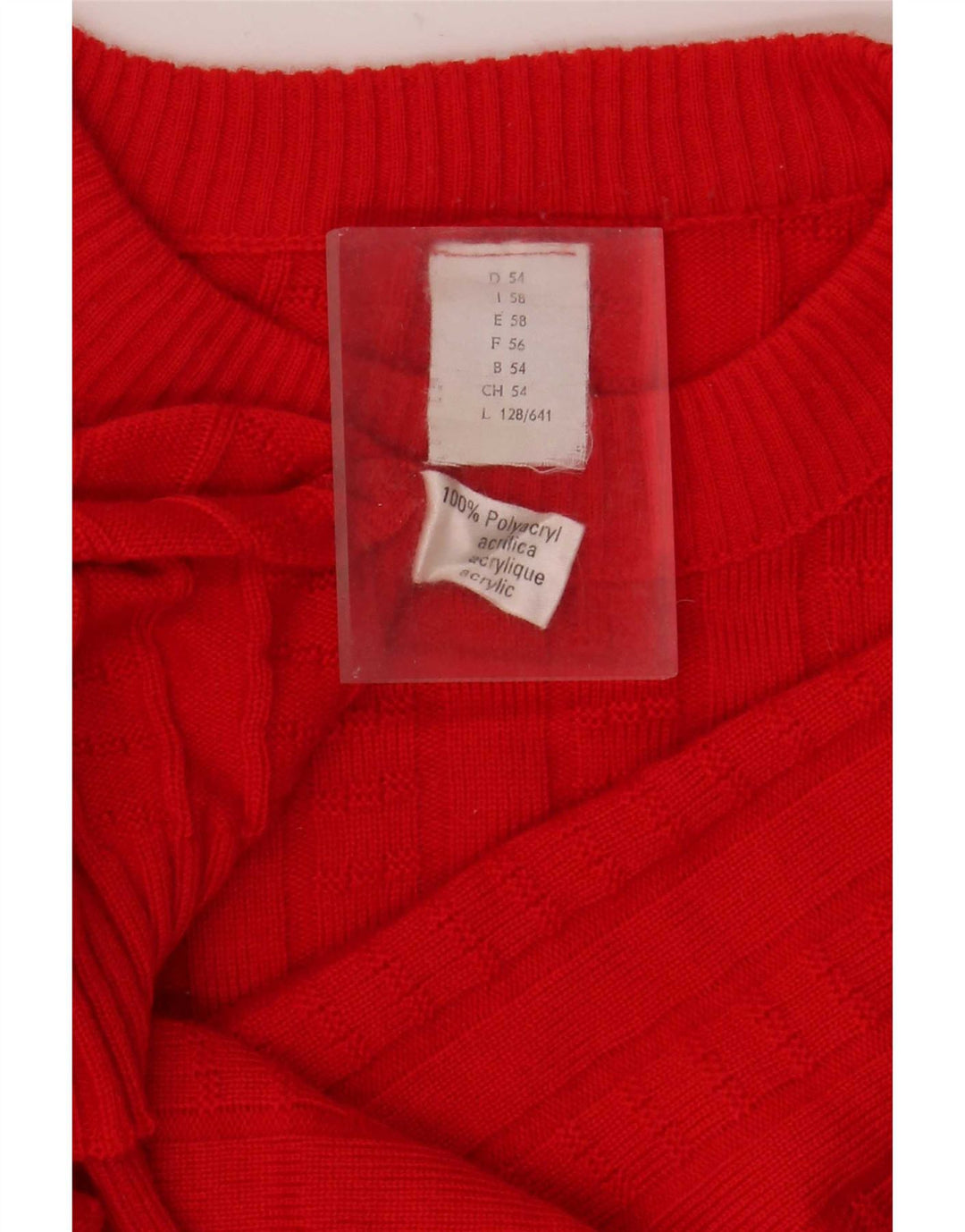 Vintage Herren Pullover mit Rundhalsausschnitt IT 58 3XL Rot Polyacryl