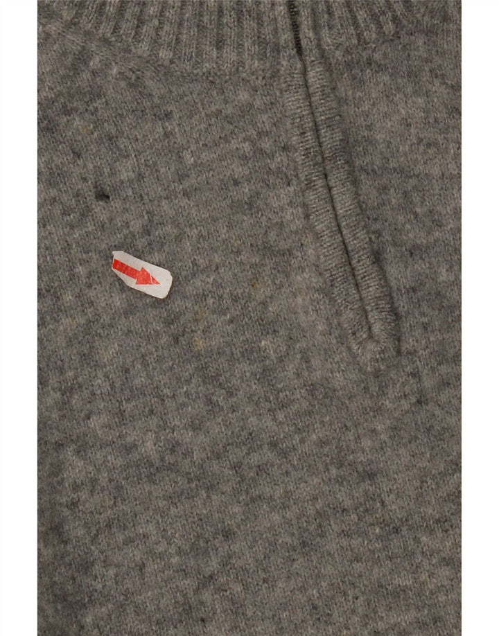 Kappa Herren-Pullover mit Reißverschluss am Hals, 2XL, grau gefleckte Schurwolle