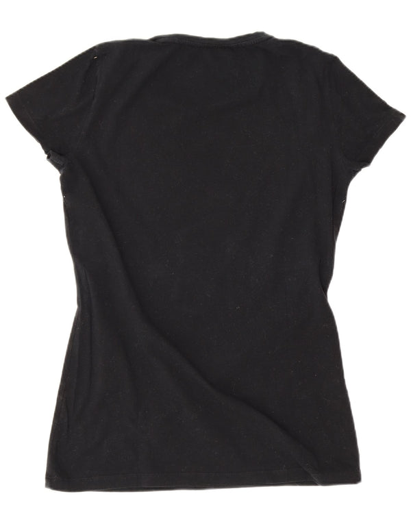 Gas Damen Grafik T-Shirt Top UK 8 Small Schwarz
