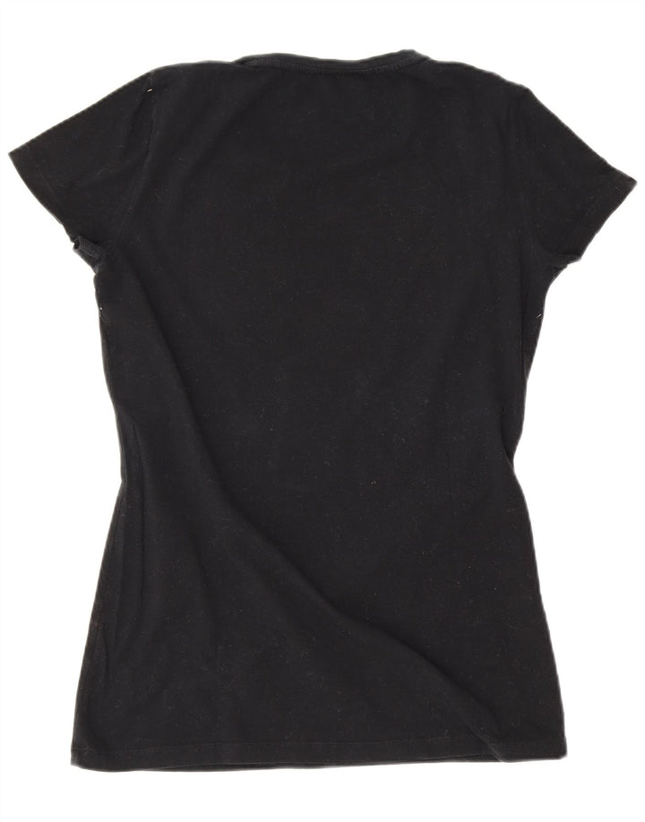 Gas Damen Grafik T-Shirt Top UK 8 Small Schwarz