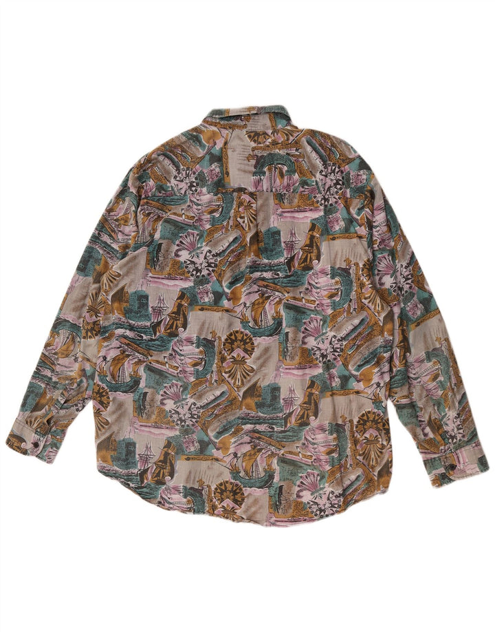 Vintage Herren Hemd mit abstraktem Muster, Größe 43/44, große, mehrfarbige Baumwolle