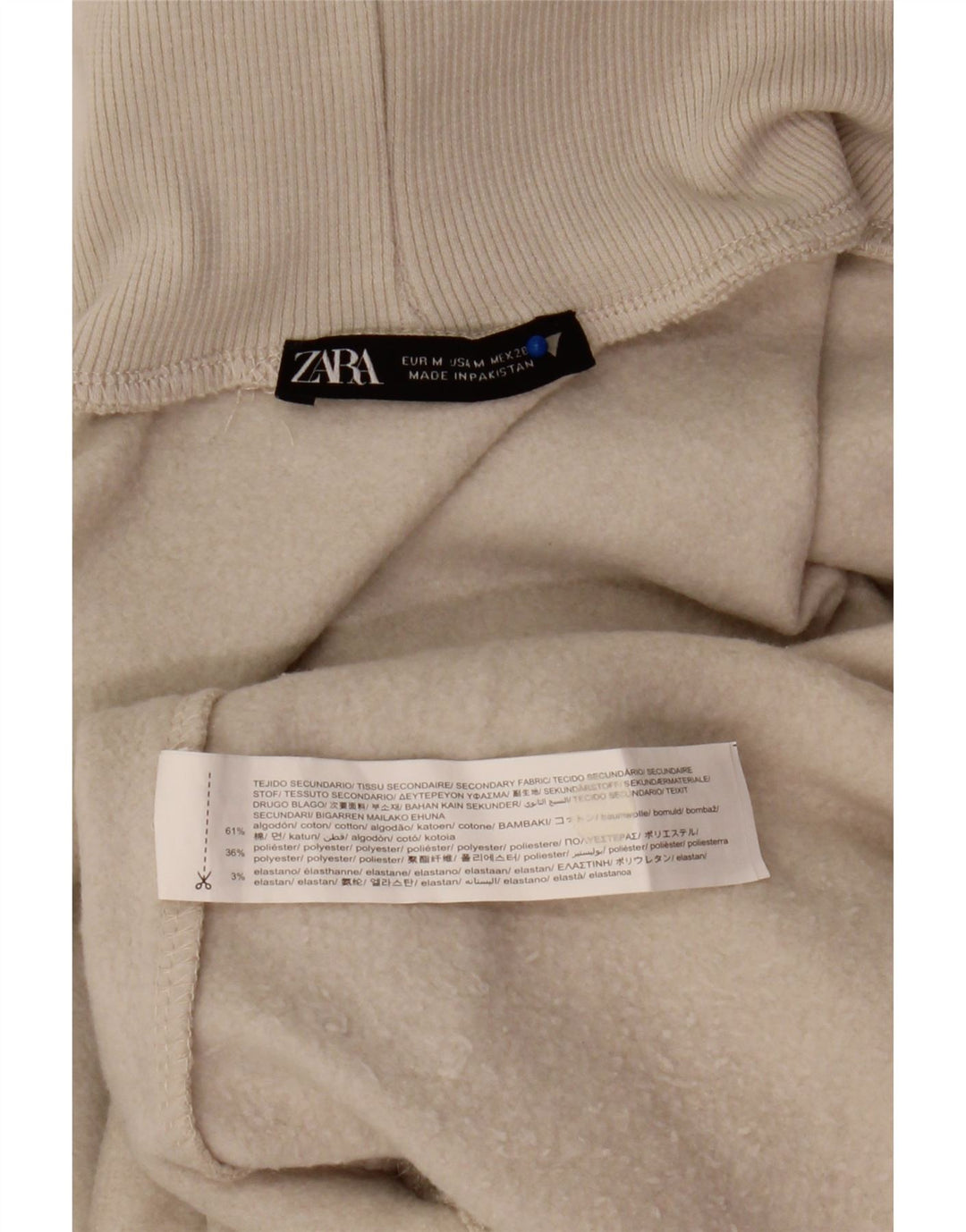 Zara Damen-Sweatshirt mit Rollkragen, UK 14, mittelbeige Baumwolle
