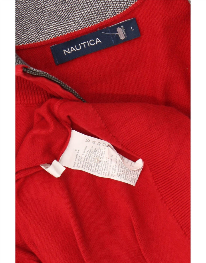 Nautica Herren-Pullover mit Reißverschluss am Hals, große rote Baumwolle