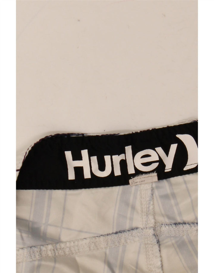 HURLEY Herren-Badeshorts, mittelweiß, kariert
