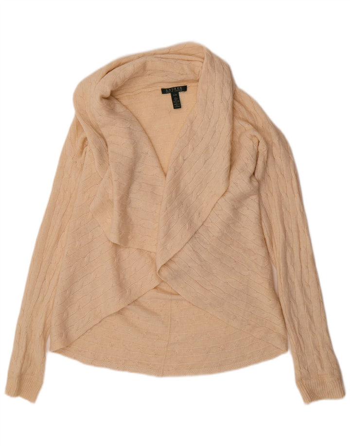 Ralph Lauren Damen-Strickjacke in Übergröße, offen, Gr. 10, Größe S, Beige