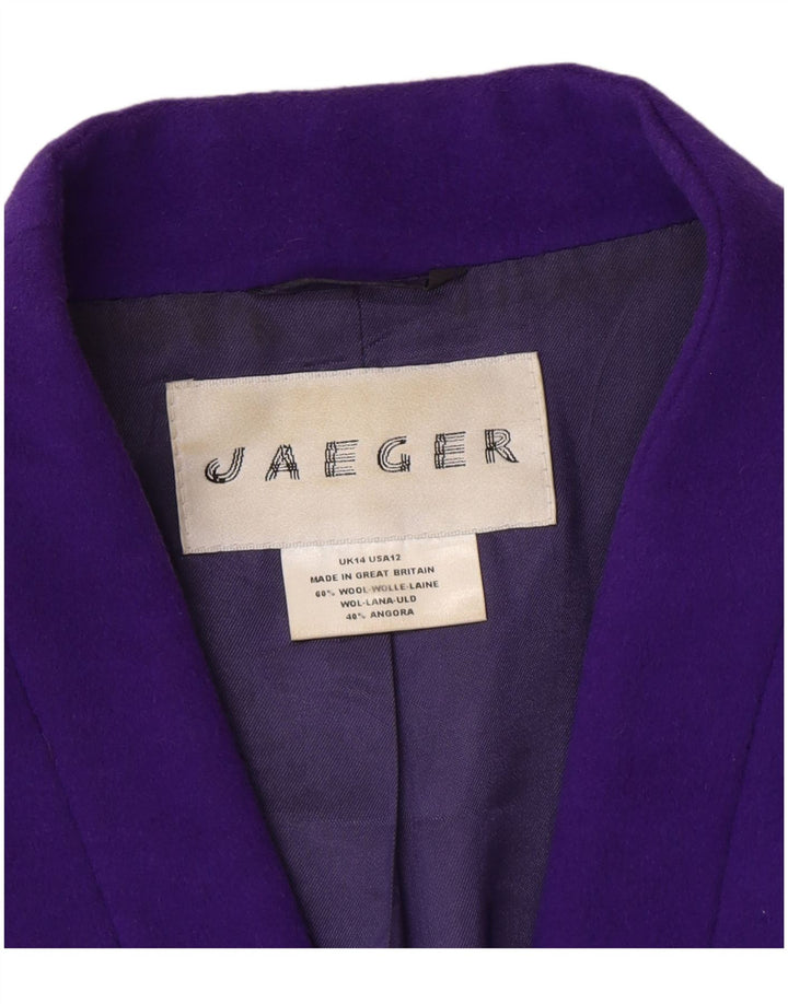 Jaeger Damen Blazer Jacke UK 14 Große Lila Wolle