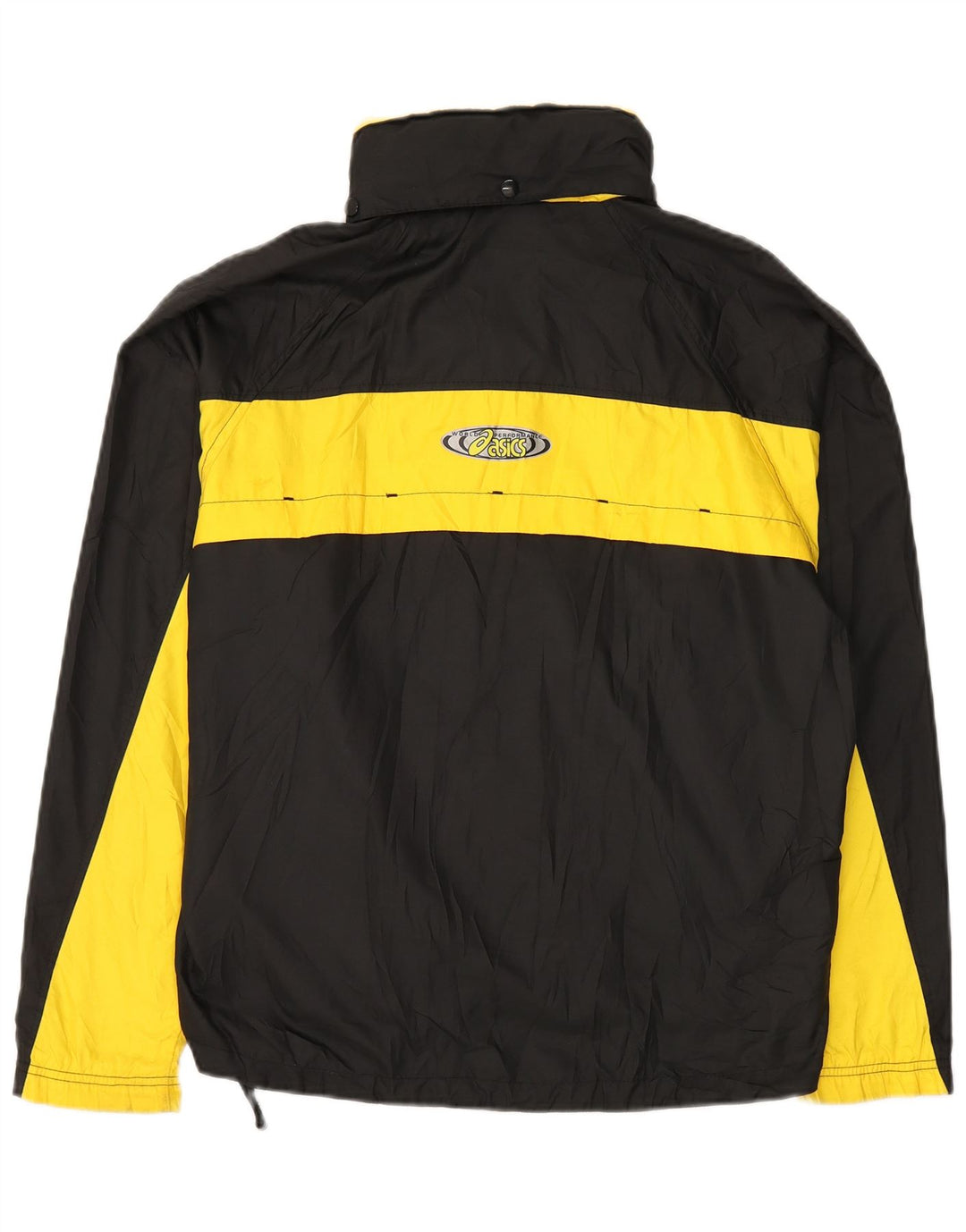 ASICS Herren-Regenjacke mit Kapuze, UK 40, Größe L, Schwarz, Farbblock