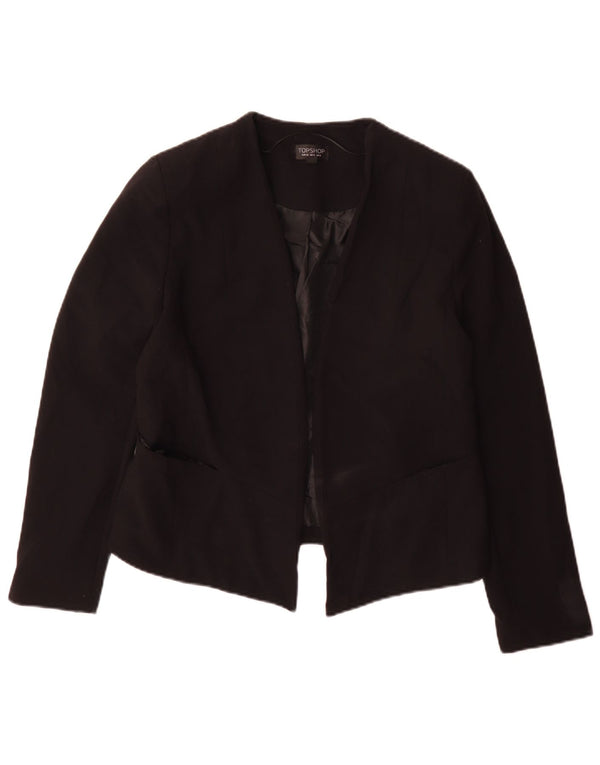 Topshop Womens Blazer Jacket UK 14 Large Black Polyester