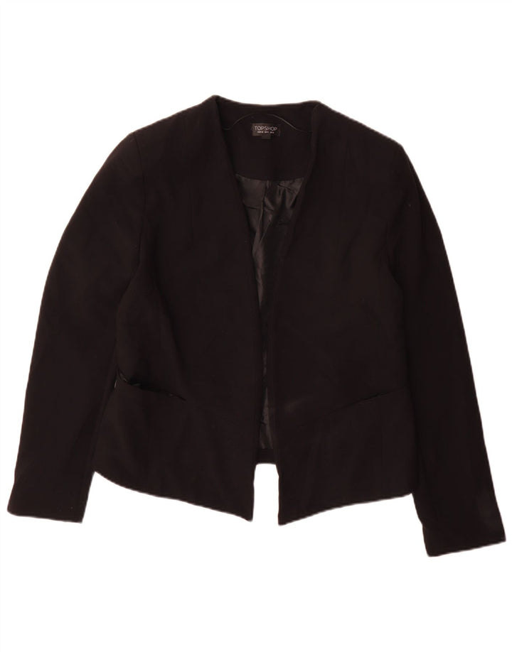 Topshop Damen Blazer Jacke UK 14 Large Schwarz Polyester