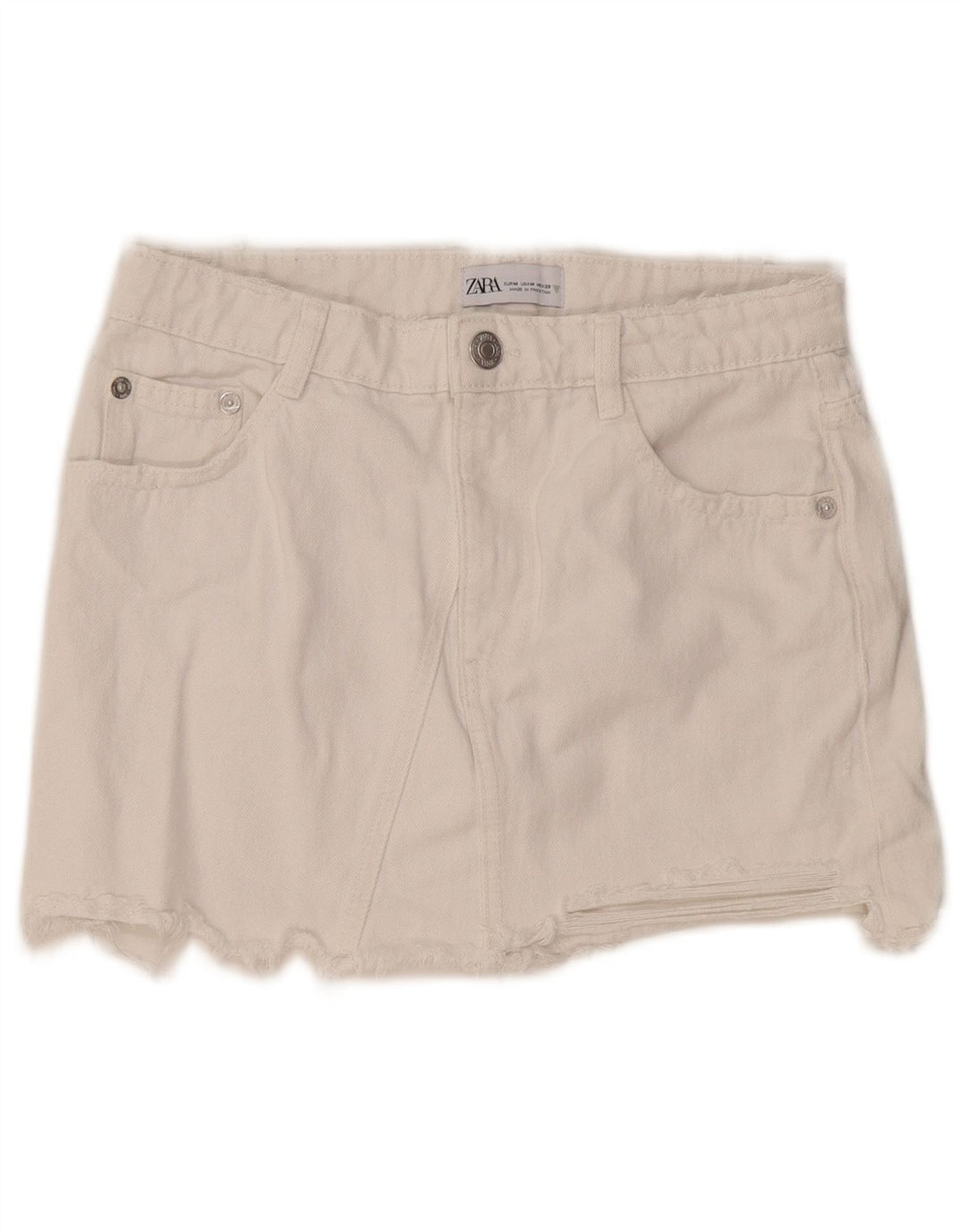 Zara Damen Mini-Jeansrock Medium W28 Weiß