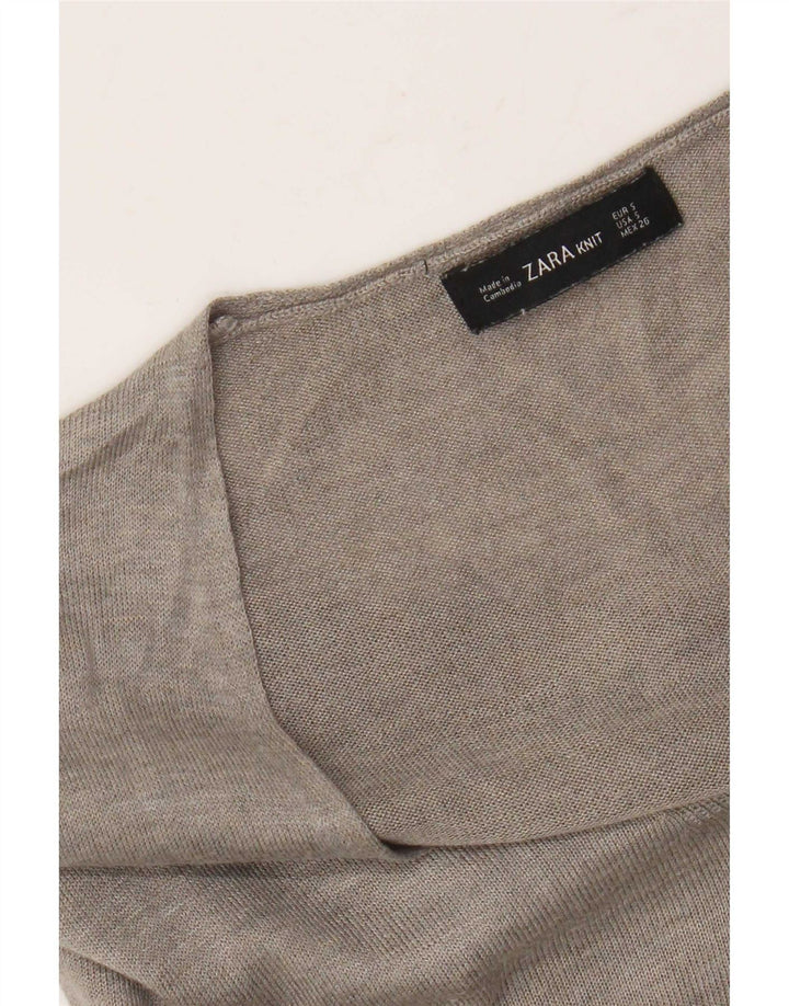 Zara Damen Longline-Pullover mit V-Ausschnitt, Gr. 10, Größe S, Grau