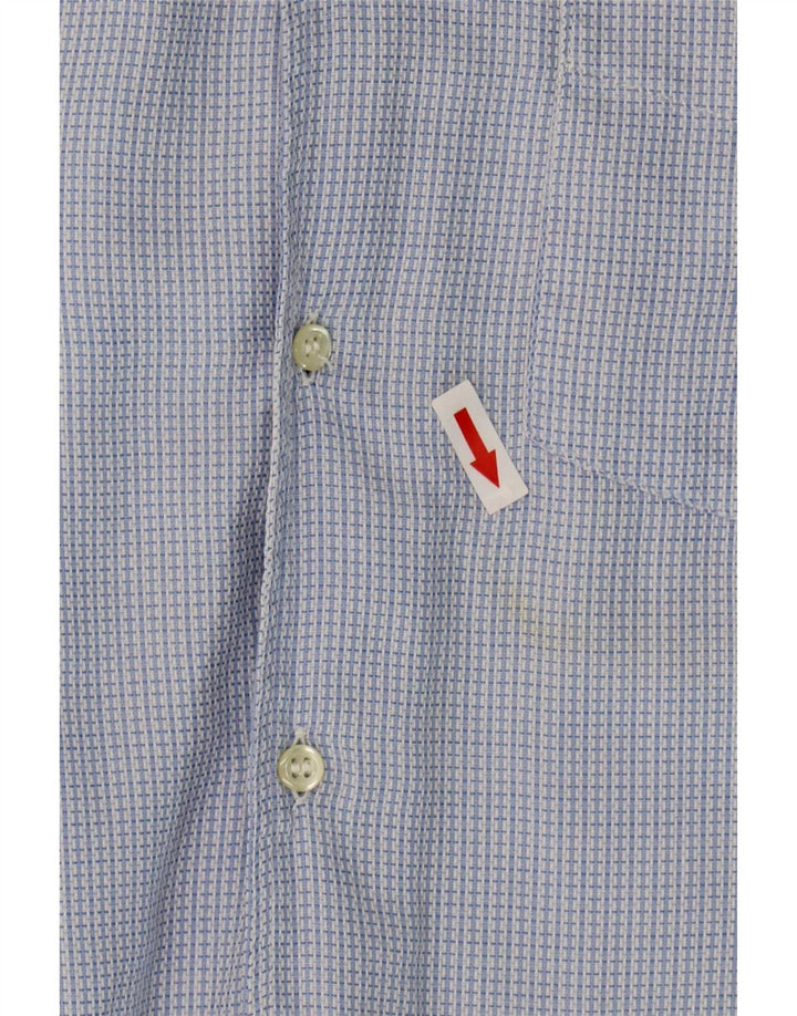 Henry Cottons Herren-Flanellhemd, Größe 16, groß, blau kariert, Baumwolle