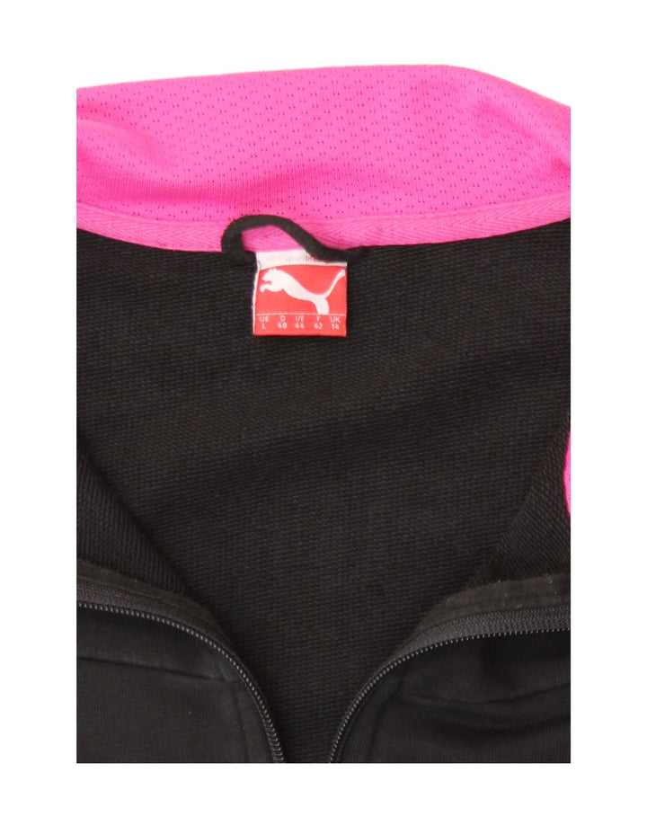 Puma Damen Graphic Trainingsanzug Top Jacke UK 14 Medium Schwarz