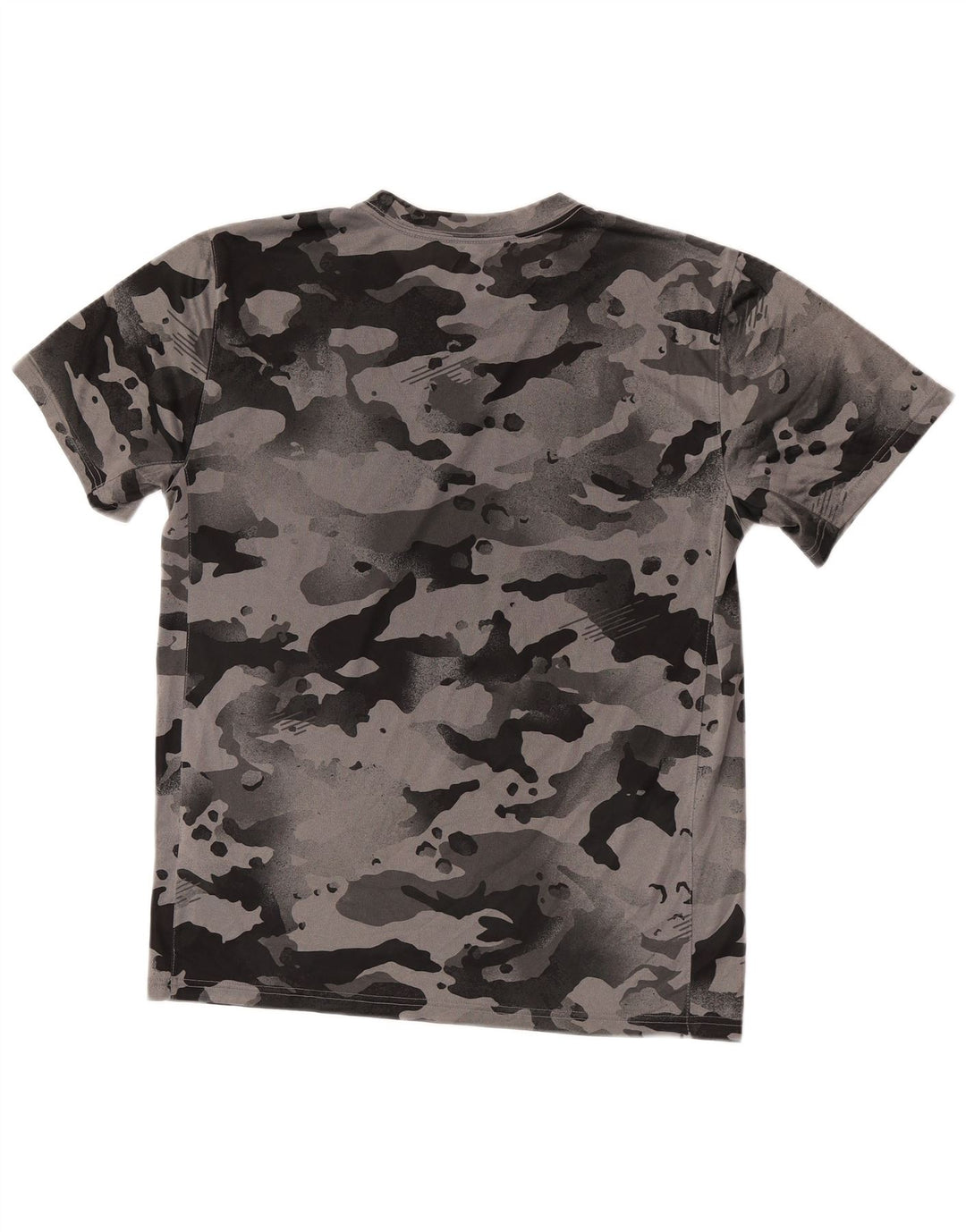 Nike Herren Dri Fit T-Shirt-Oberteil aus mittelgrauem Camouflage-Polyester