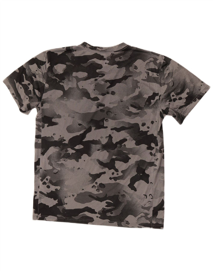 Nike Herren Dri Fit T-Shirt-Oberteil aus mittelgrauem Camouflage-Polyester