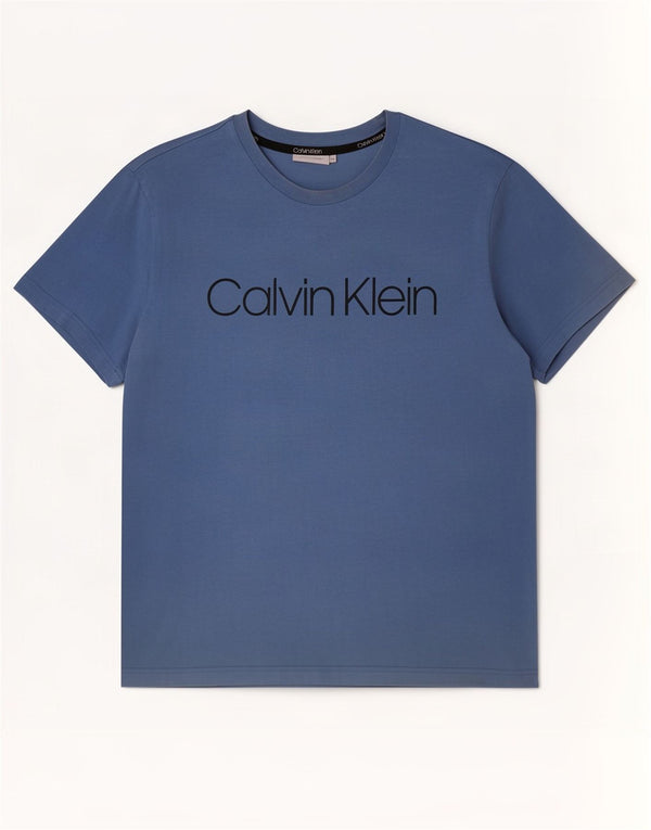 Calvin Klein Damen Grafik T-Shirt Top UK 20 2XL Blaue Baumwolle