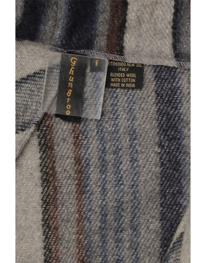 Vintage Damen Offener Mantel UK 20 2XL Marineblau gestreifte Wolle