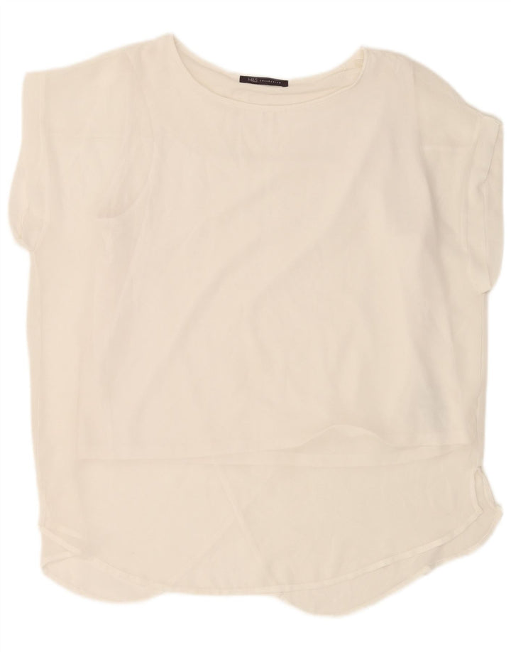 Marks & Spencer Damen Bluse Top UK 18 XL Off White Polyester