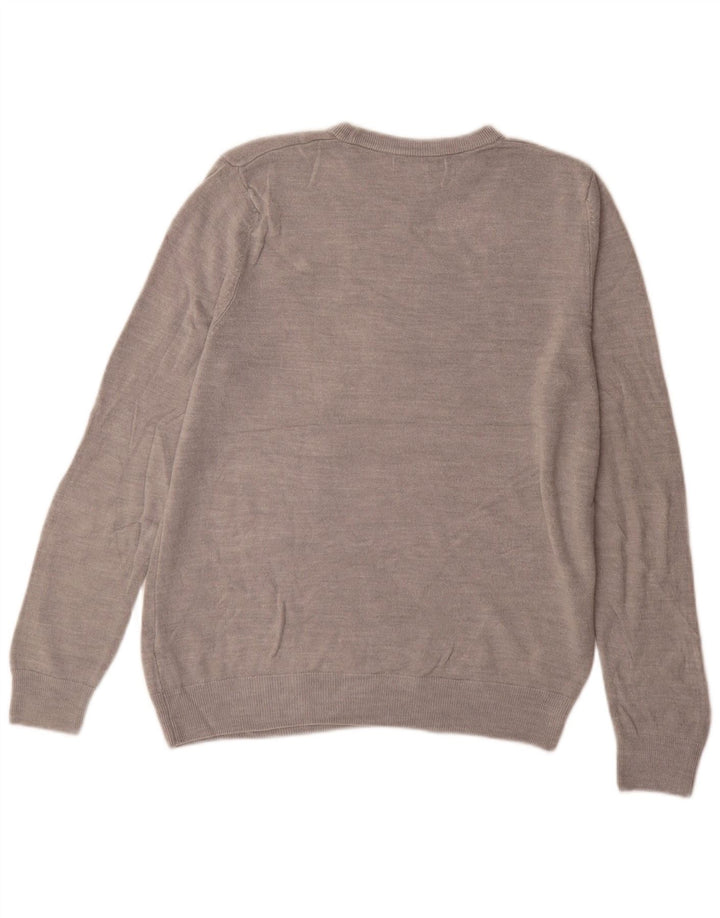 Marks & Spencer Herren-Pullover mit Rundhalsausschnitt, mittelgraues Acryl