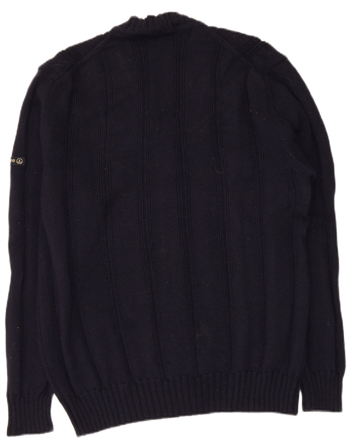 Navigare Herren-Strickjacke aus mittelblauer Wolle in Marineblau